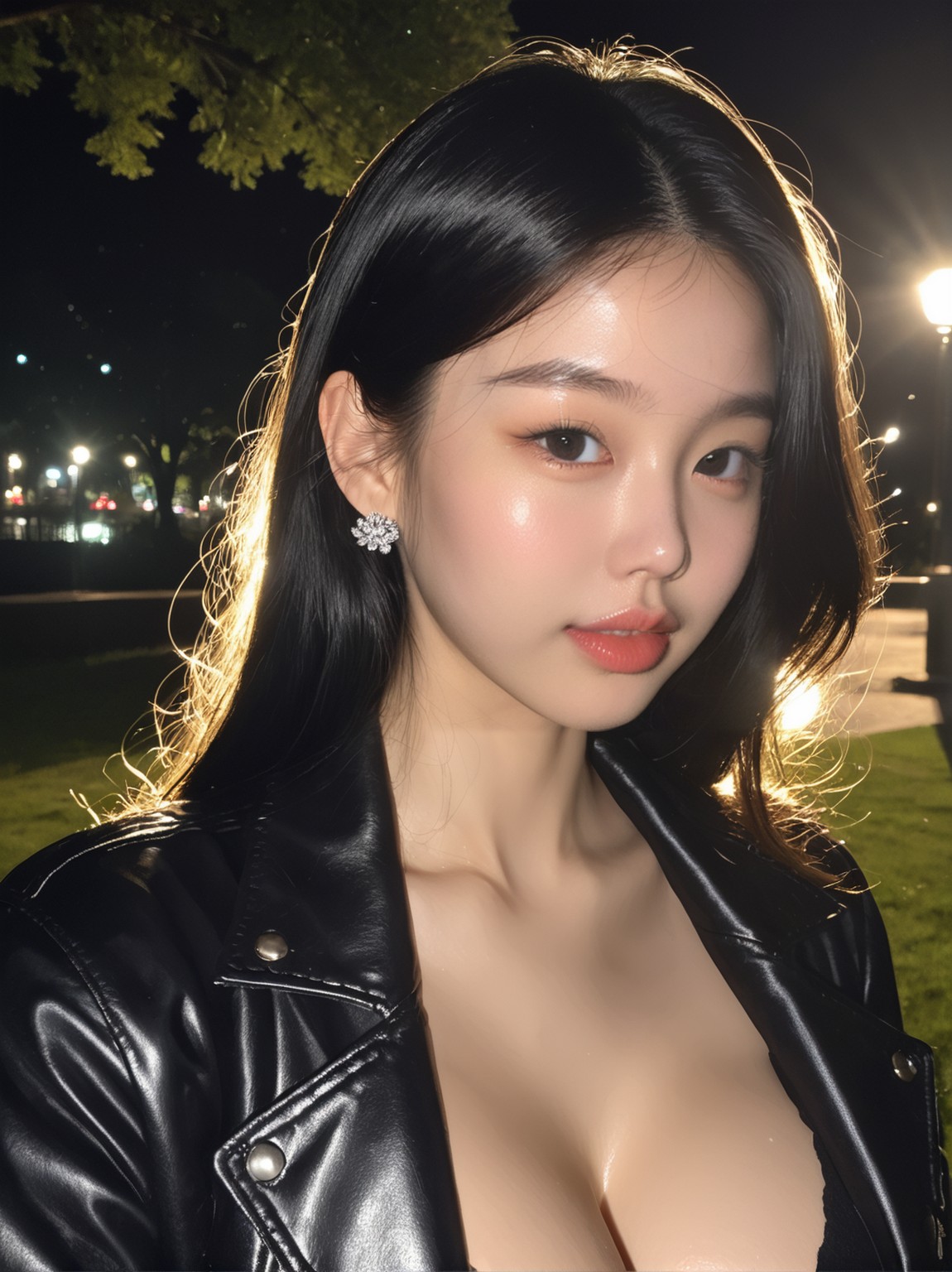 Nightwalk in a leather jacket