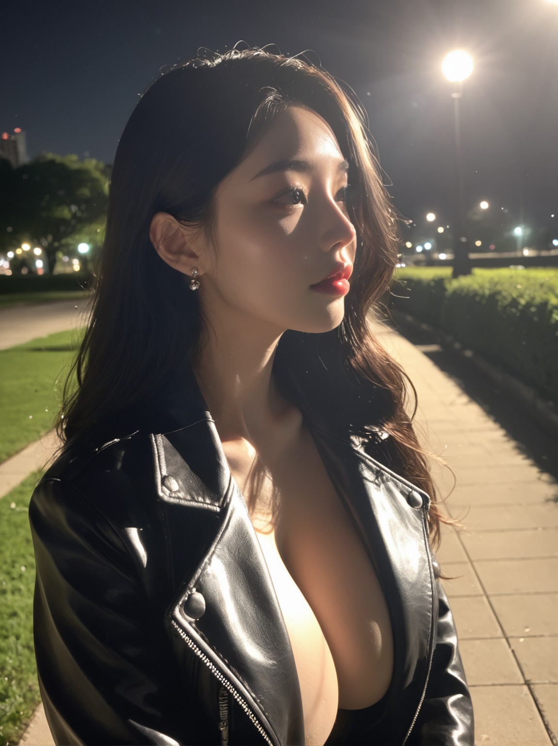 穿著皮夾克的夜行