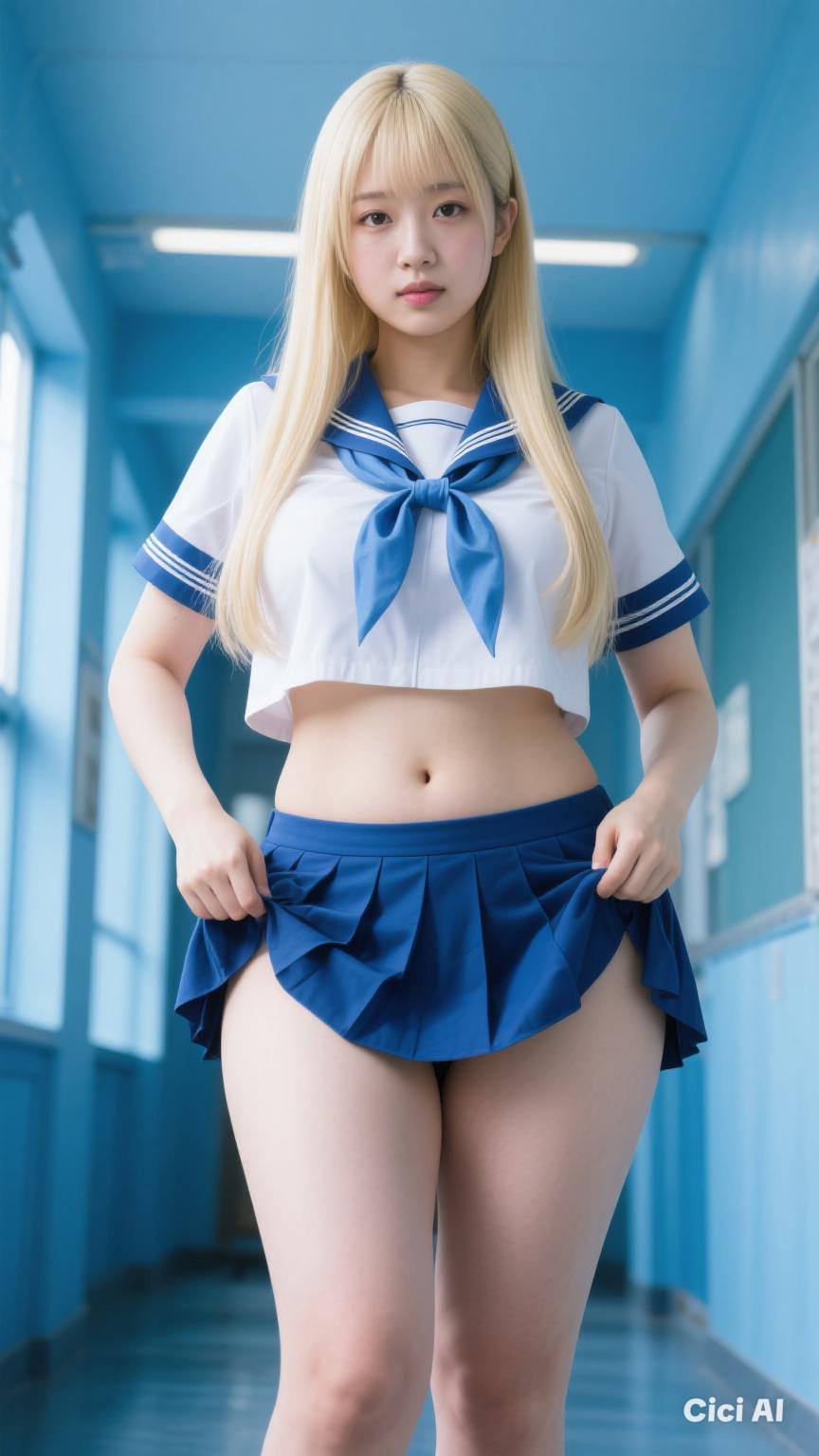 Sexy pretty student showing off her thick thighs