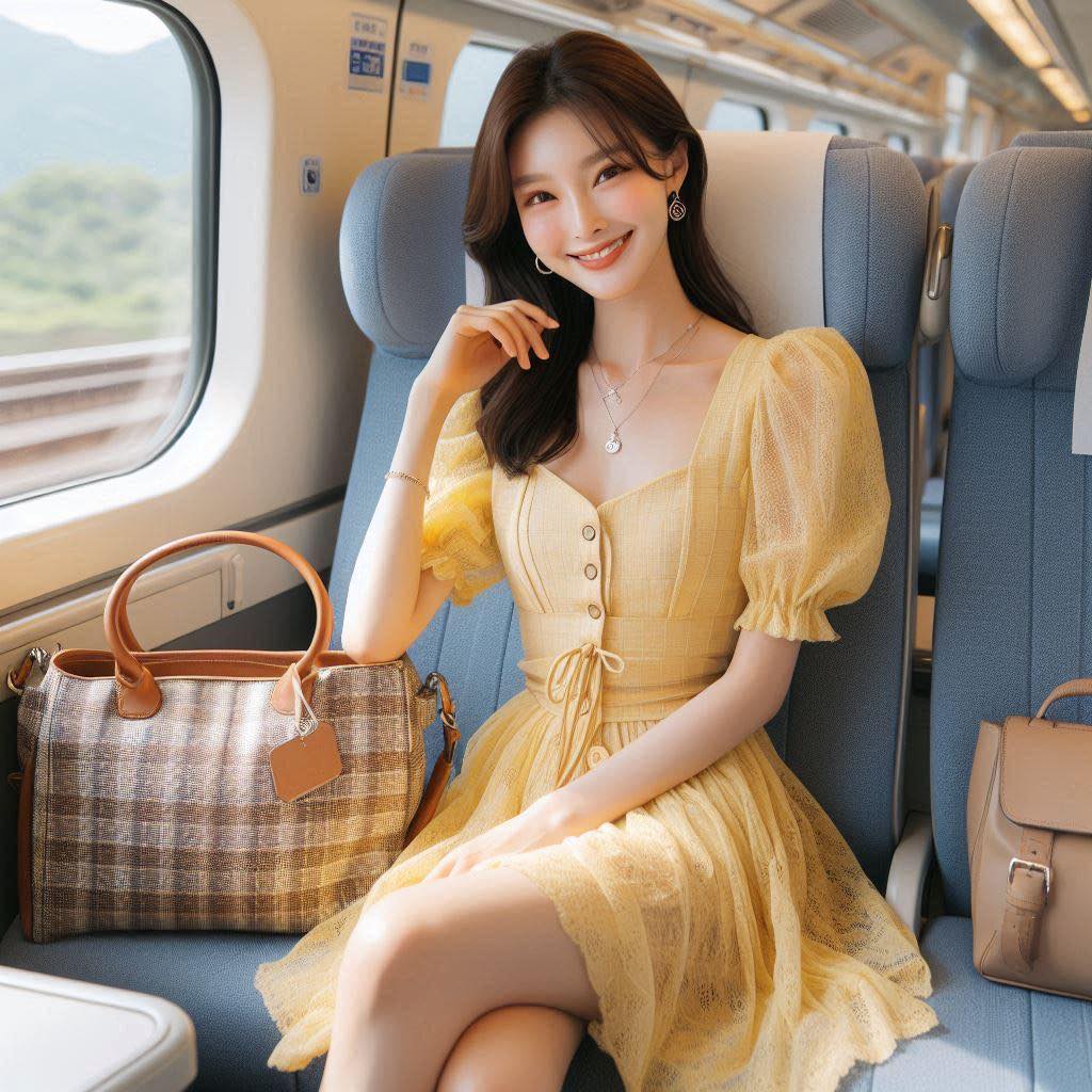 新幹線列車上的女孩