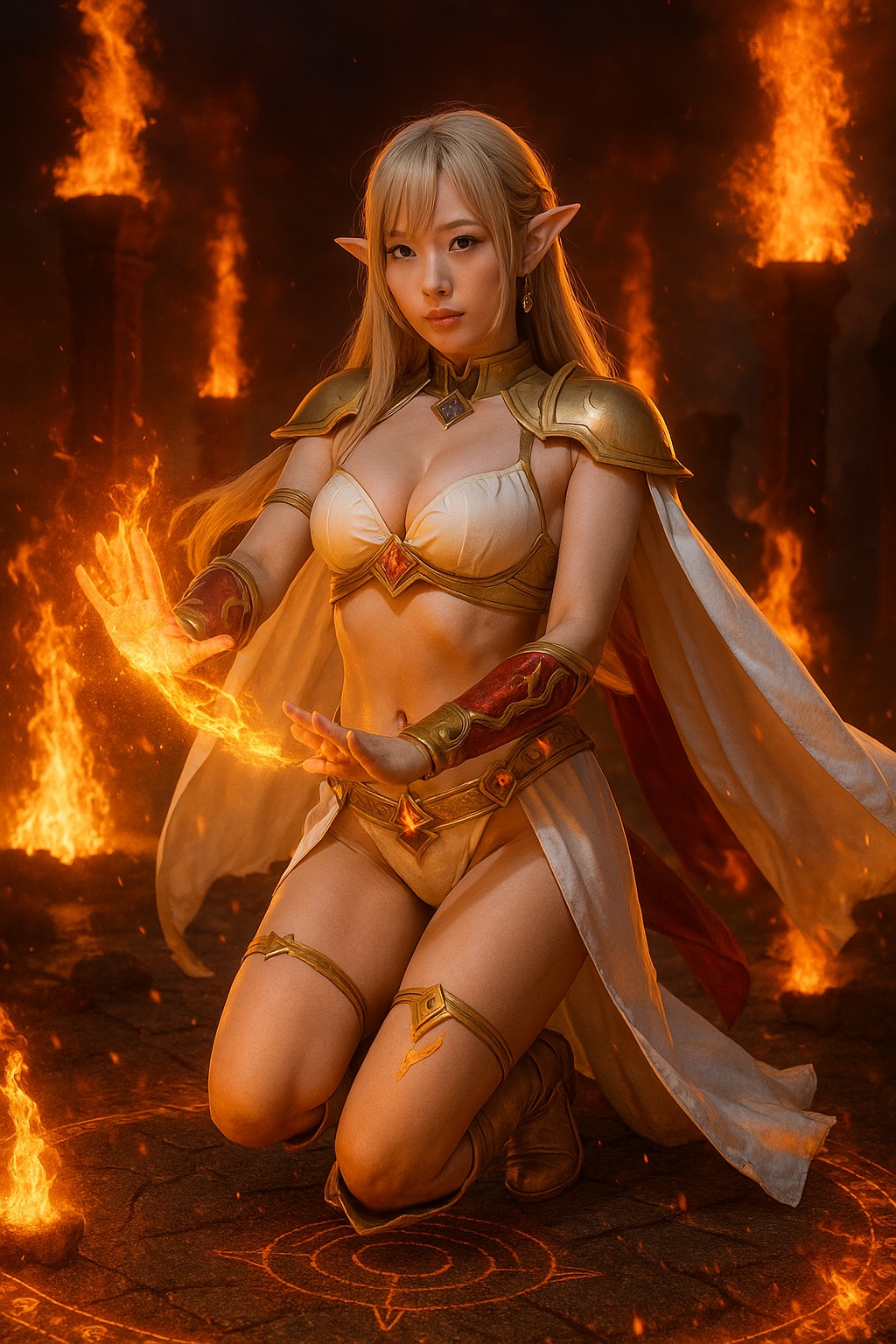 Sacred Silver Feathers - Elven Warrior Woman Portrait