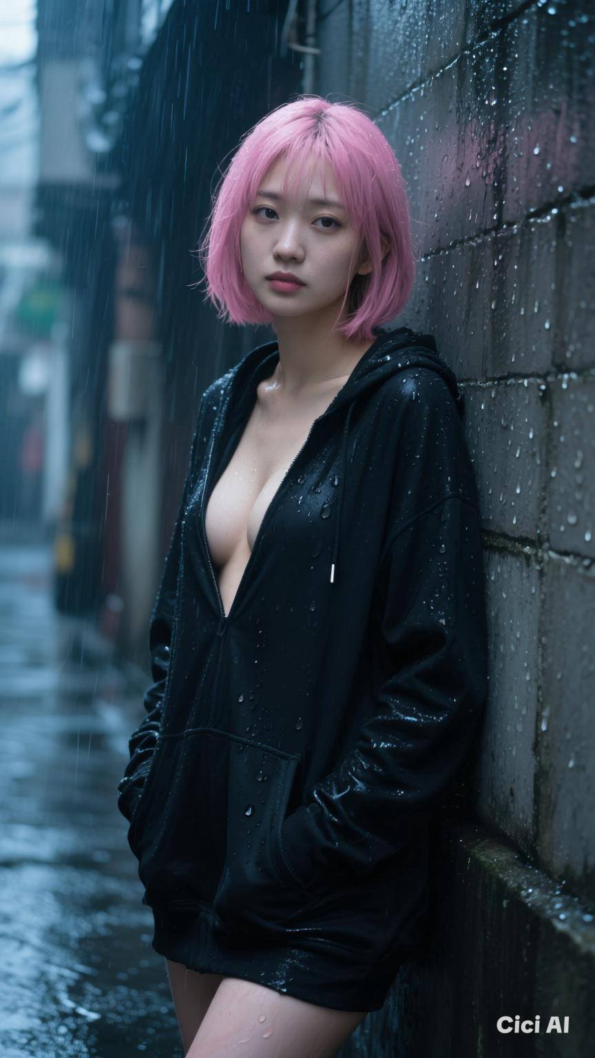 Short pink haired girl
