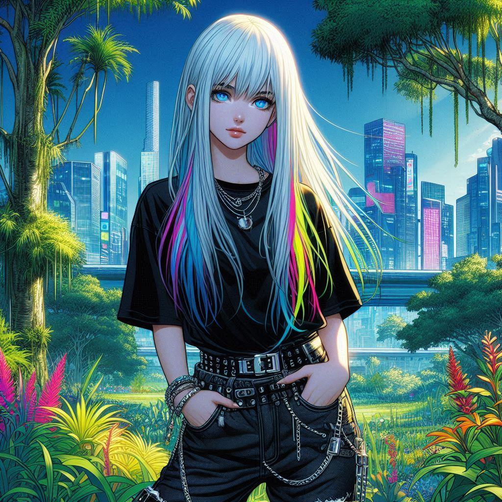 未來叢林中的龐克少女