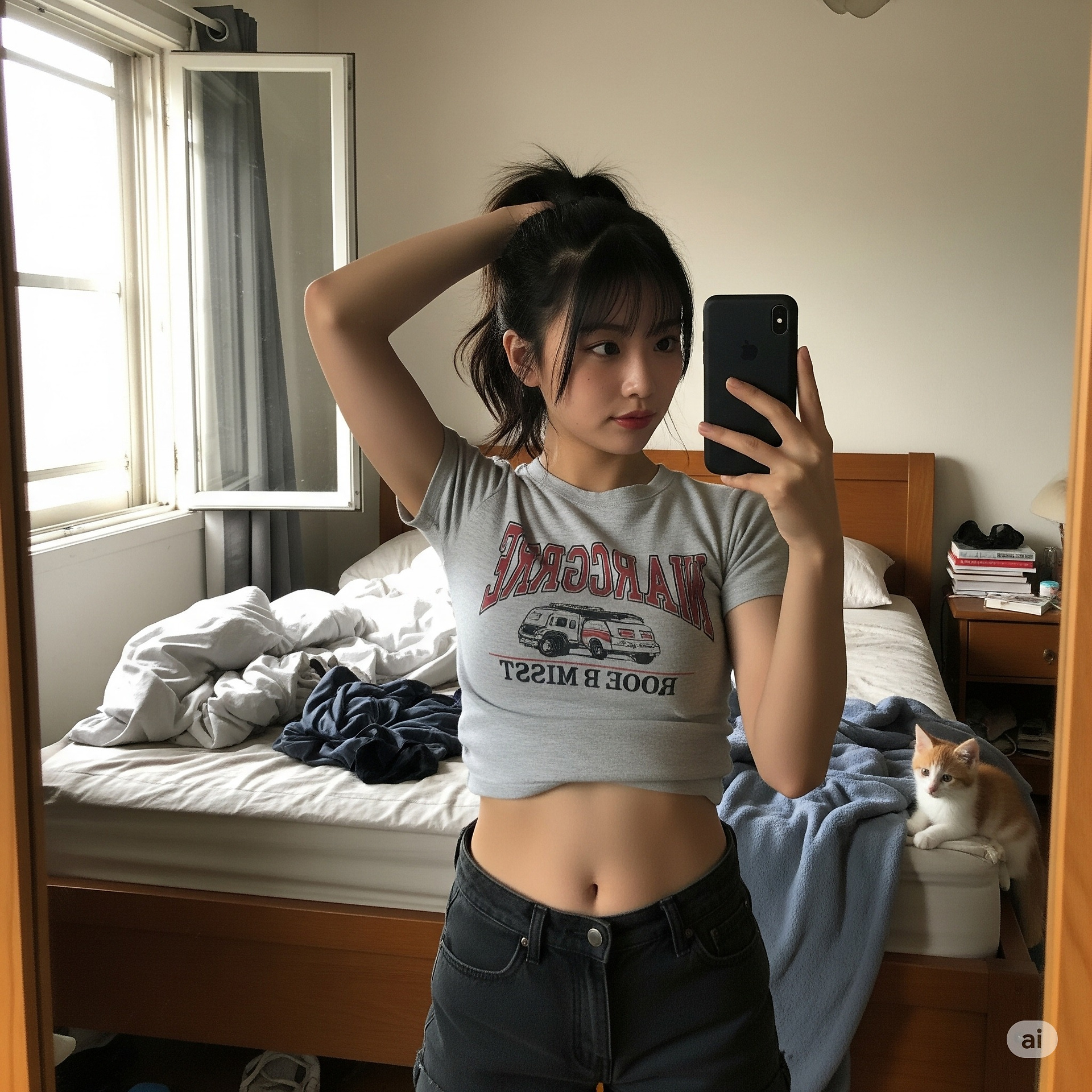 Girl takes selfie in her room