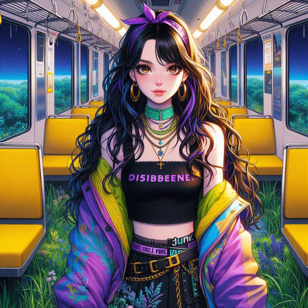 站在長滿花草的車廂