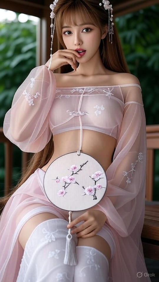 極淺粉紅色古風漢服