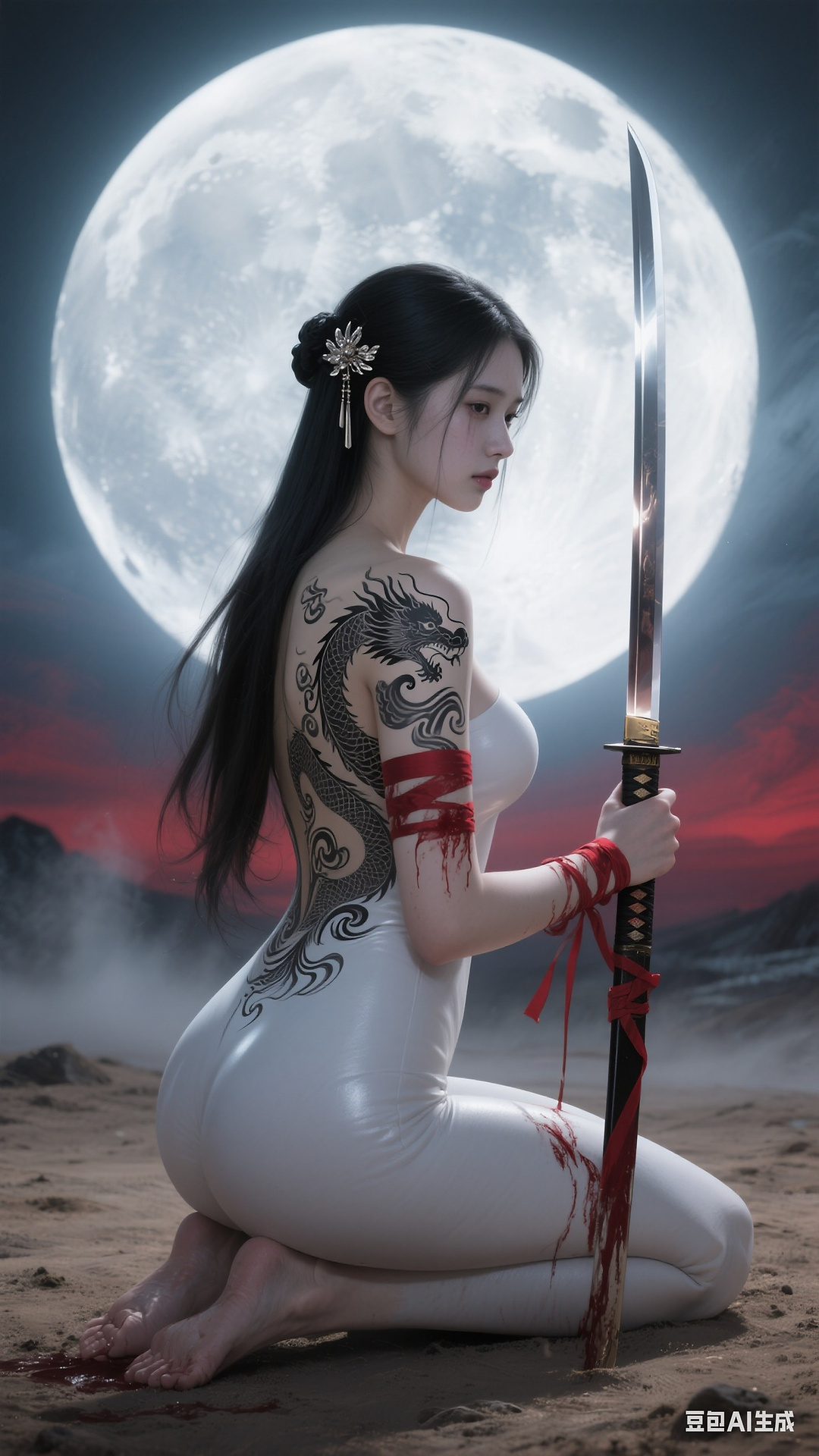 Black Grey Dragon Tattoo