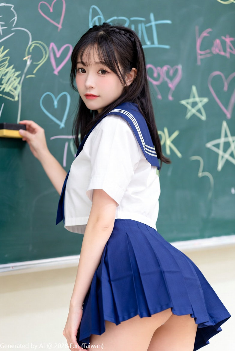 Adult High School Student # 7 Wiping a Blackboard Why Panties, Bare Farts