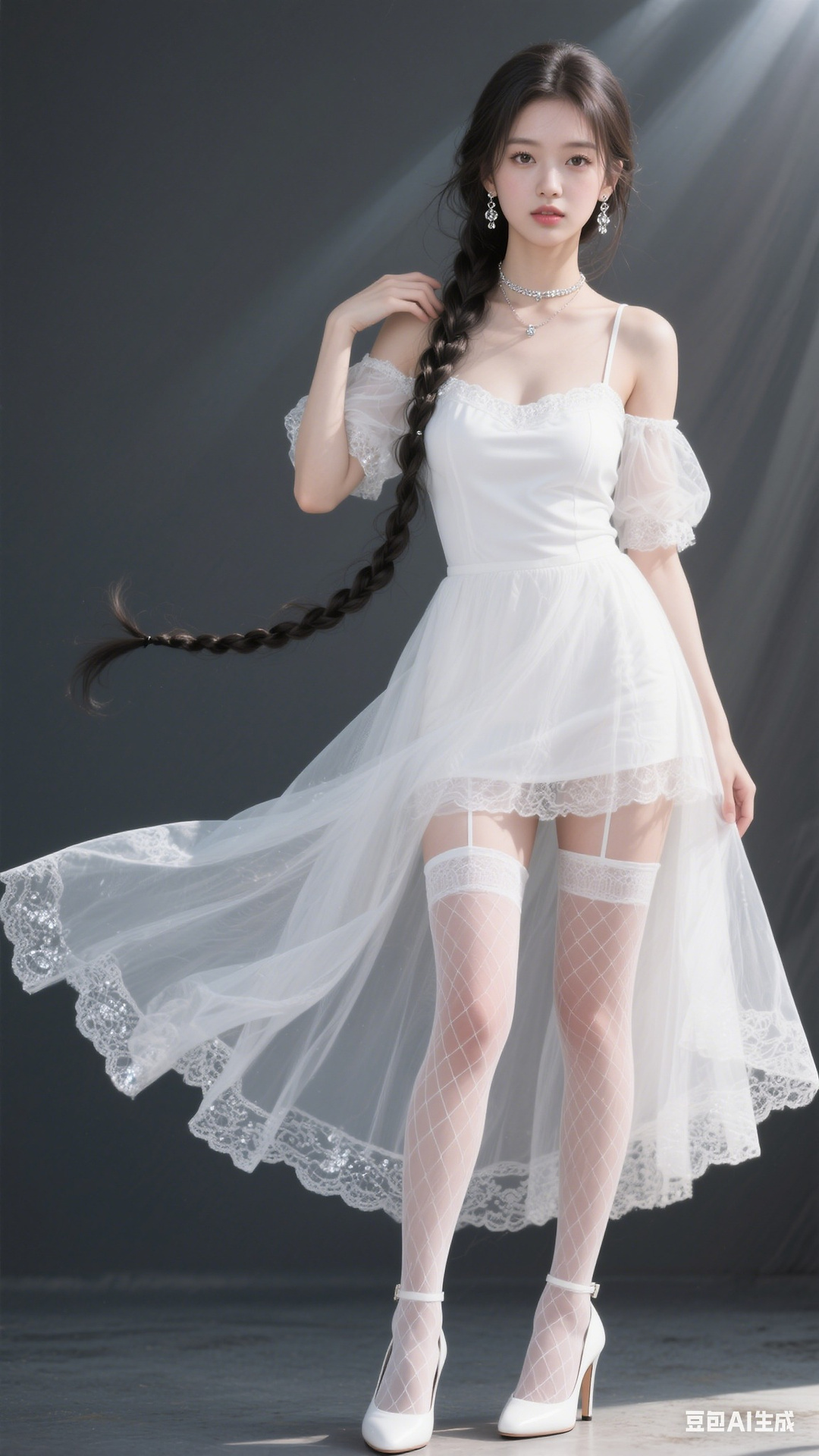 White off shoulder multilayer gauze