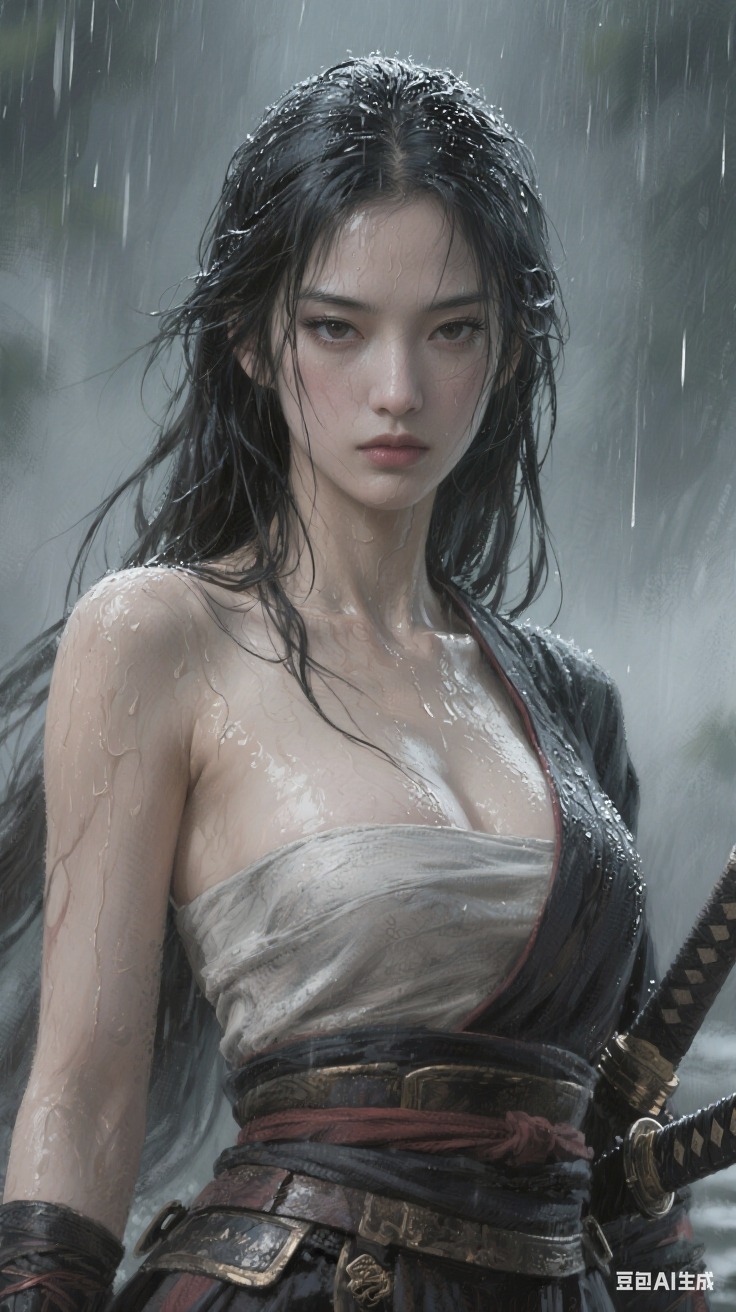 Portrait of a Japanese samurai woman