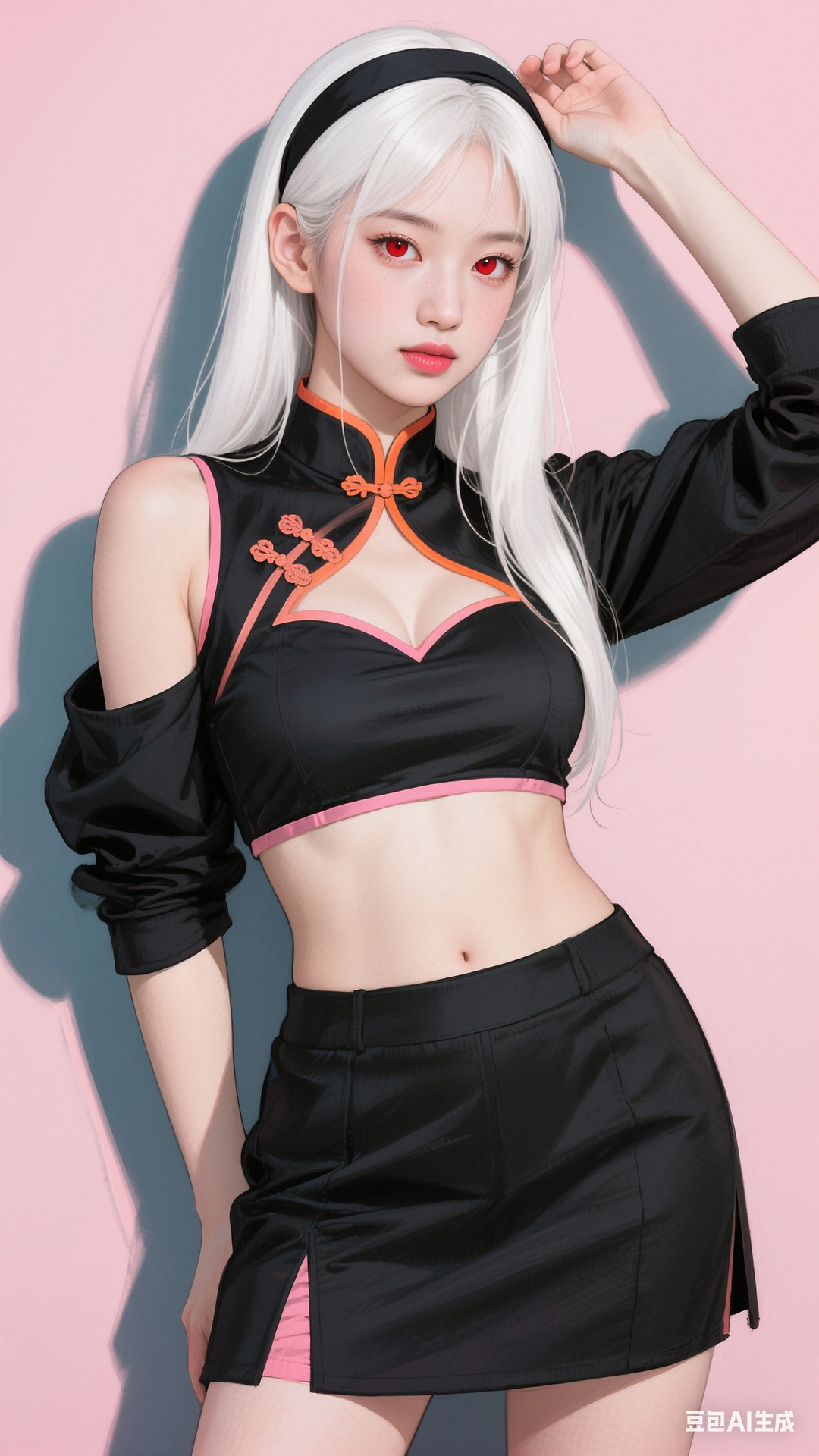 Chinese style open navel top