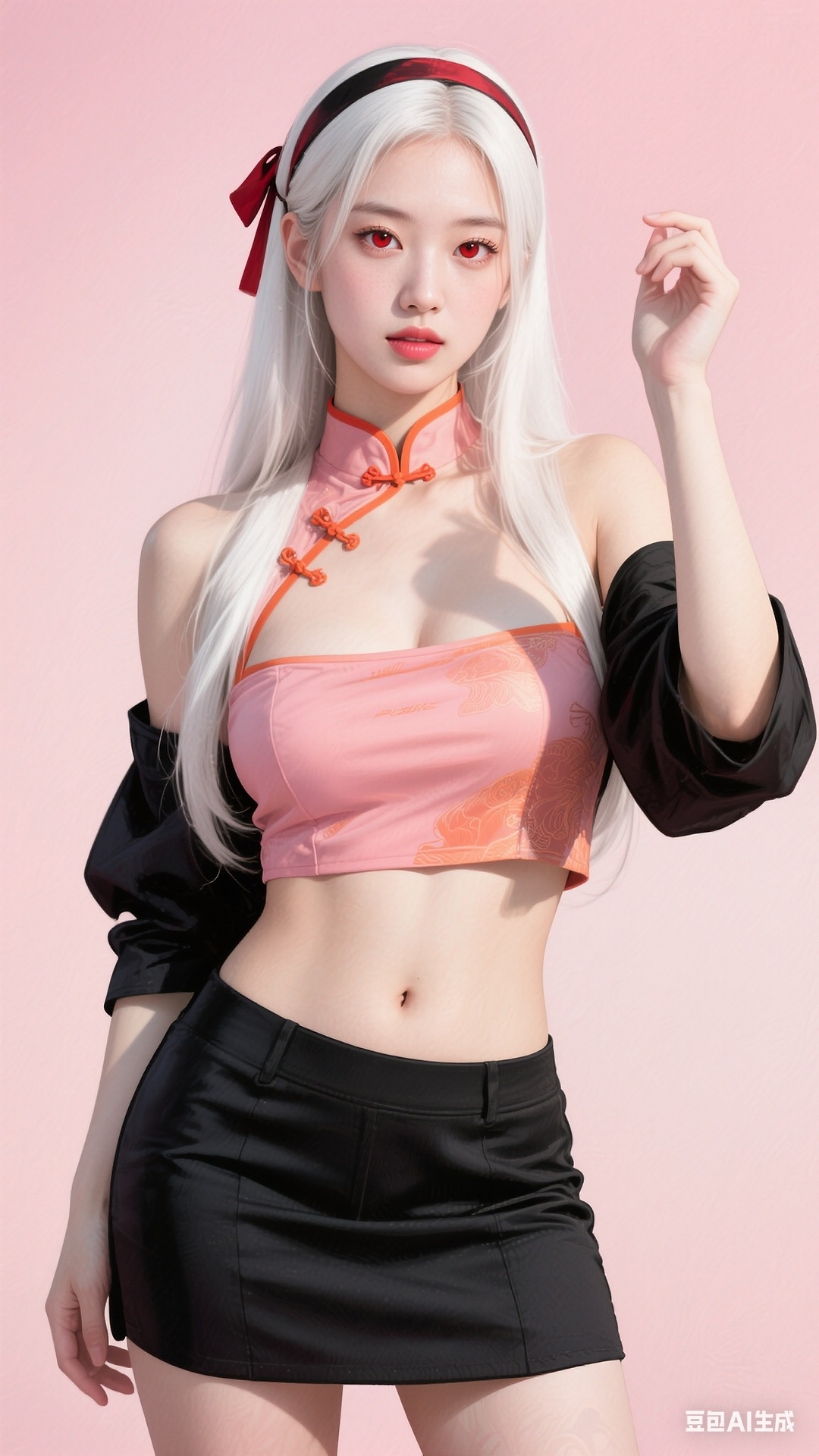 Chinese style open navel top
