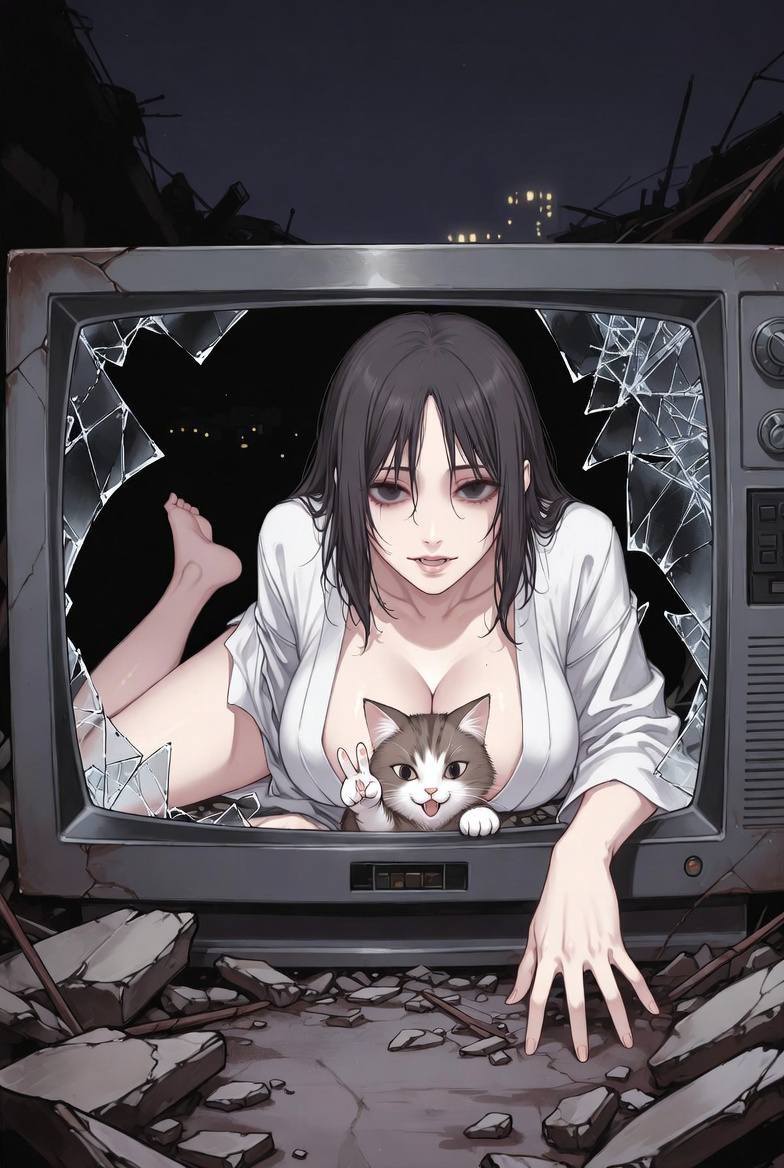 Sadako and the Cute Cat