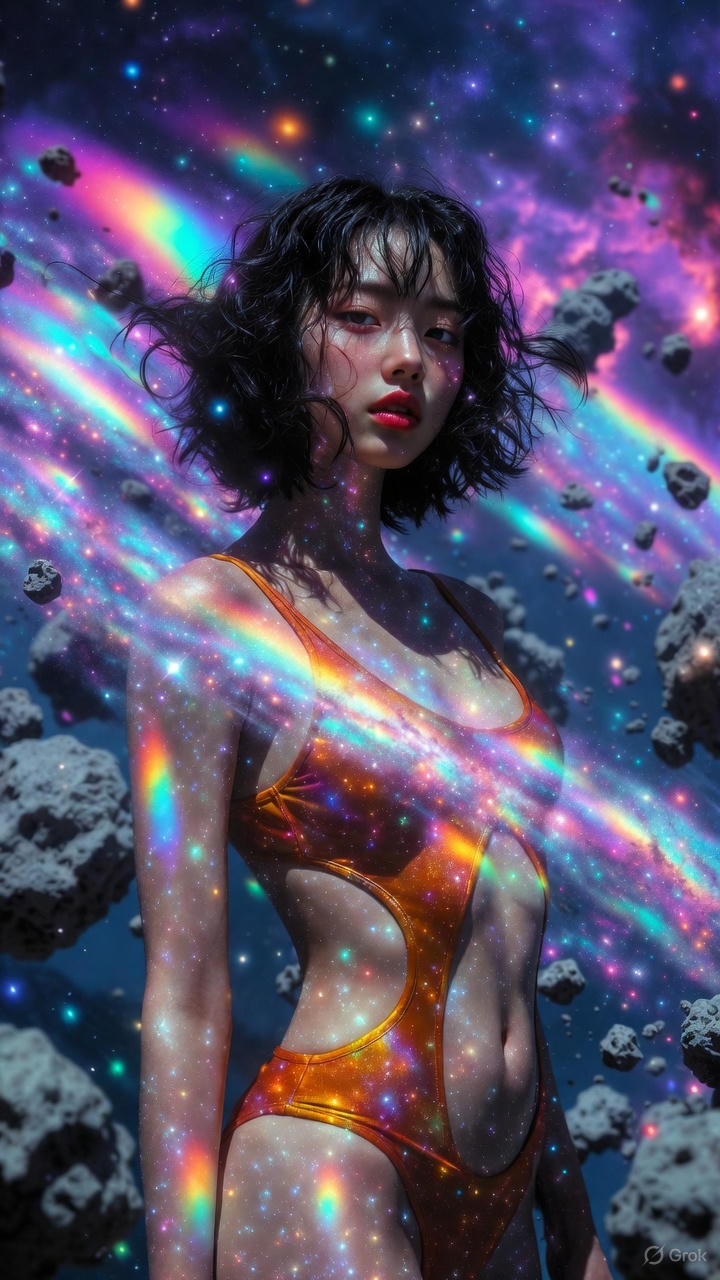 Starlight Particle Cross One-piece Swimsuit