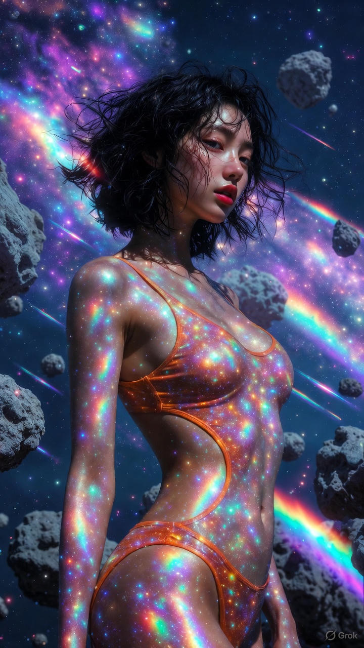 Starlight Particle Cross One-piece Swimsuit