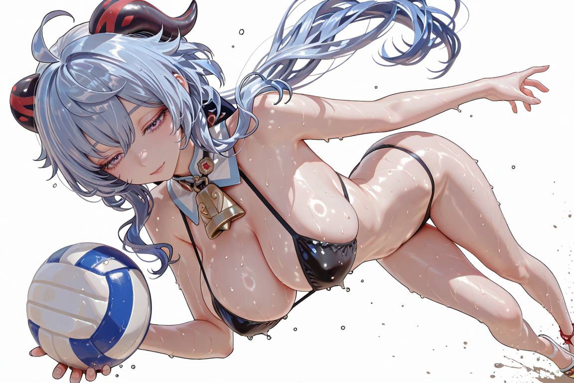 Beauty playing volleyball