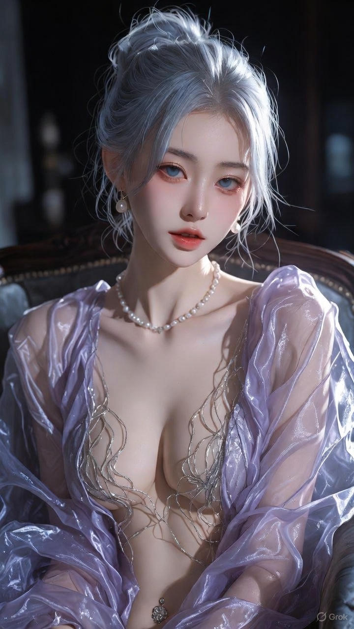 Translucent lavender backless top