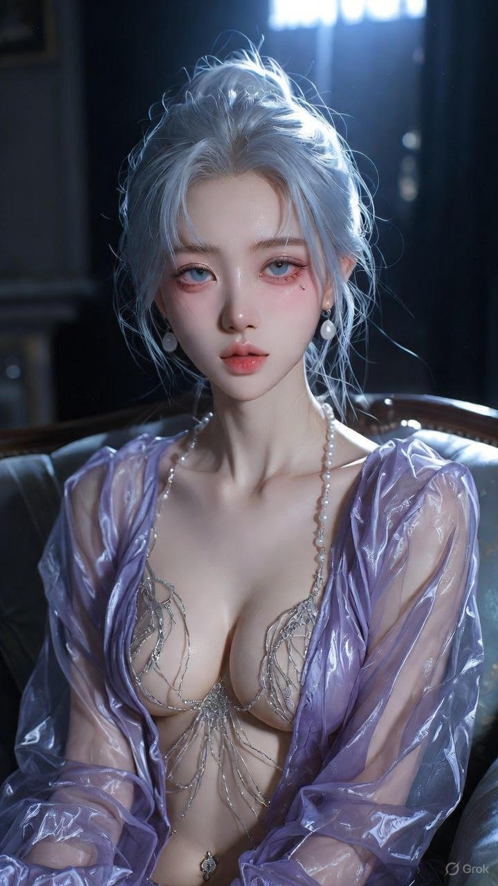 Translucent lavender backless top