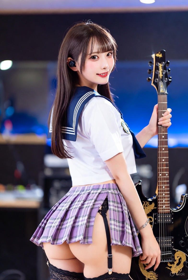 Girl playing a musical instrument