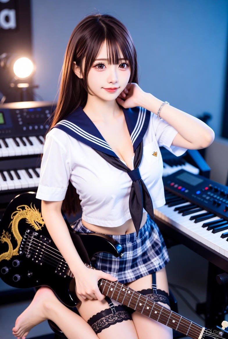 Girl playing a musical instrument