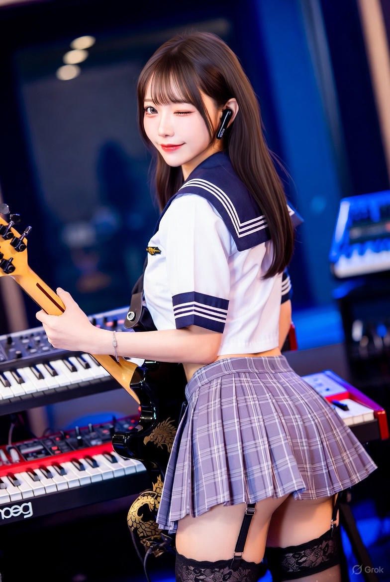 Girl playing a musical instrument