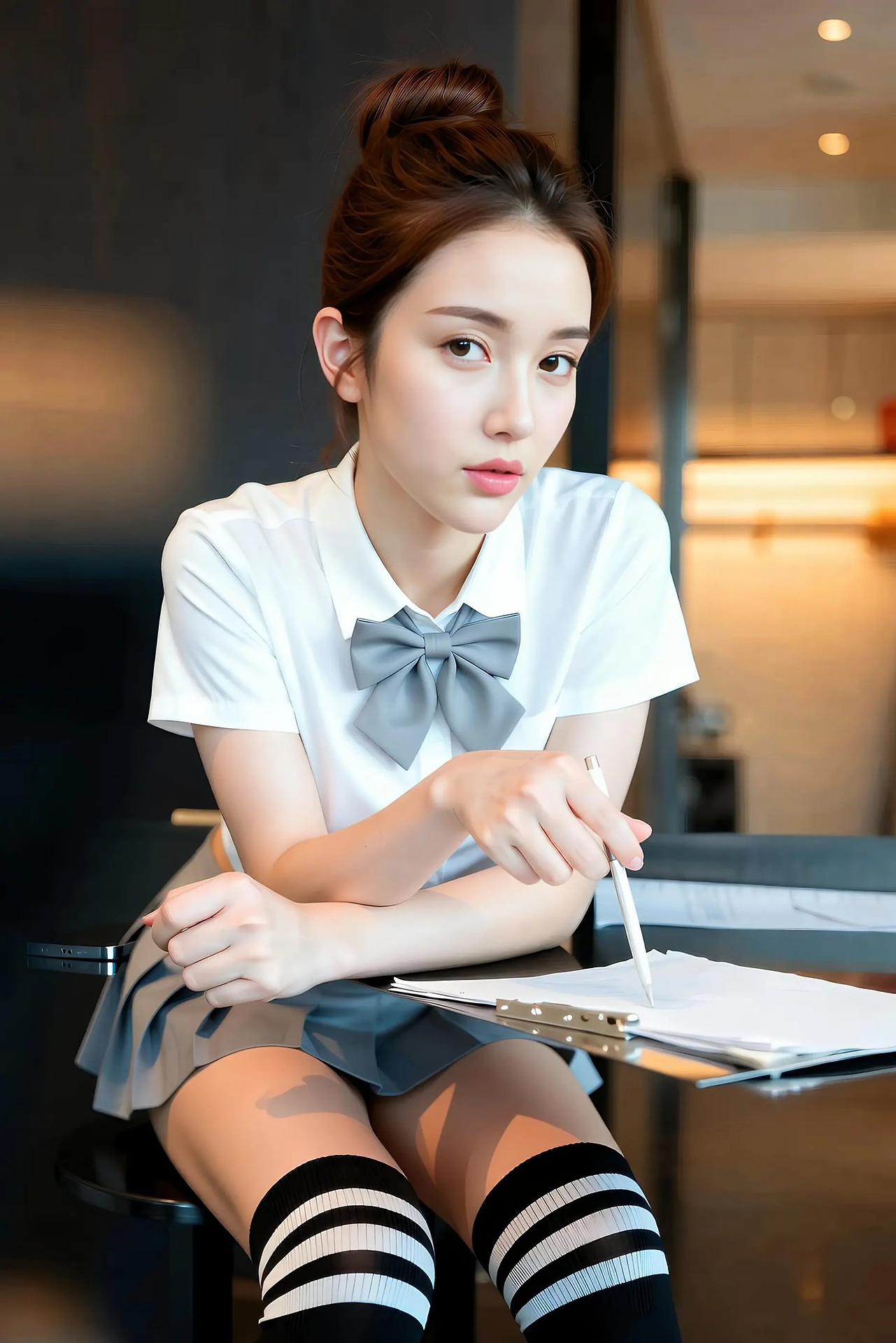 A lemon lemon - grey pleated skirt