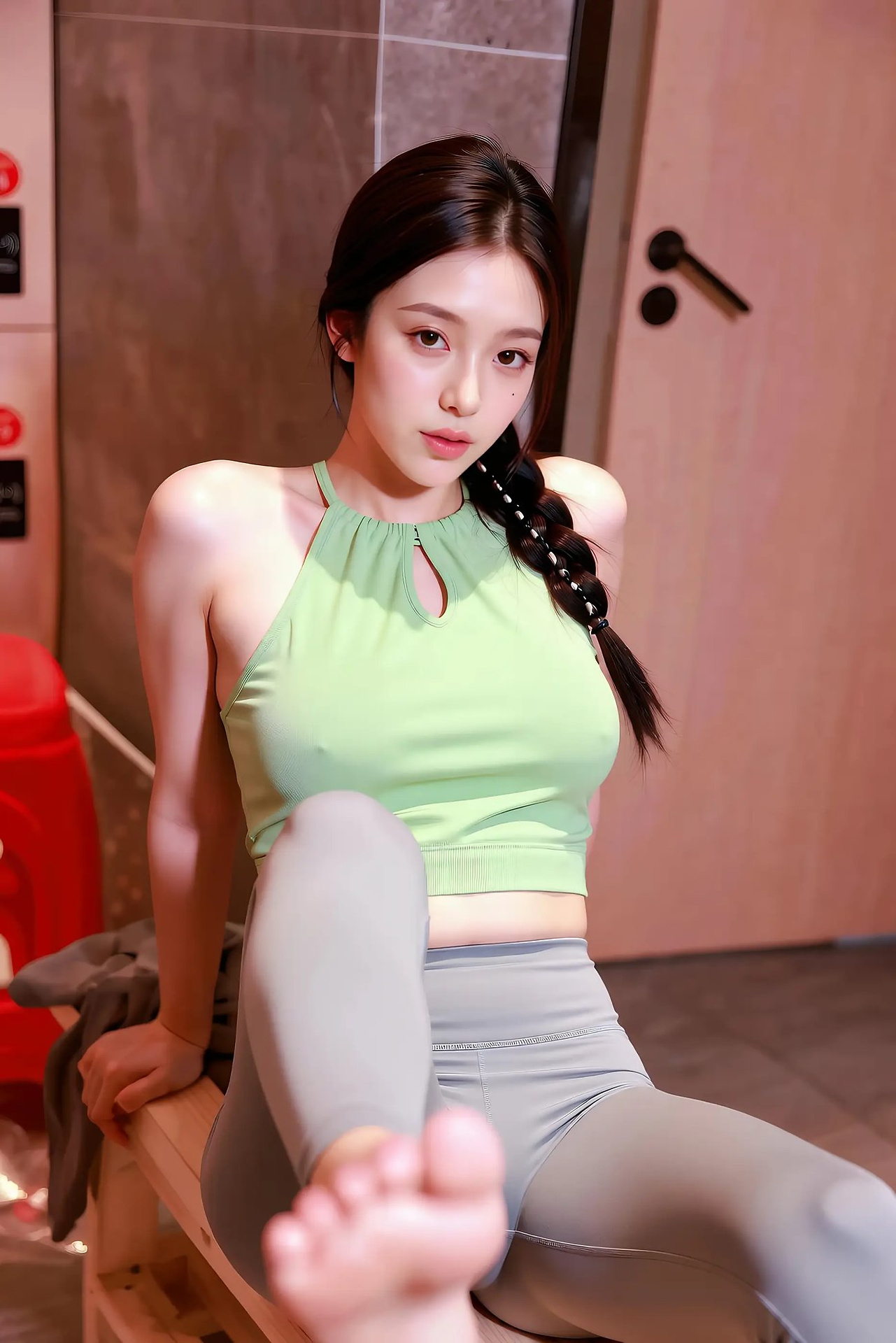 Sister Hee Lei - Avocado Green Digging Short Edition Sports Vest